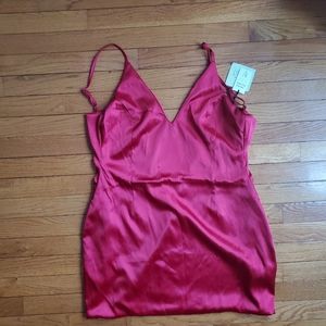 Satin red mini dress